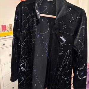 Black Velvet Abstract Paint-Splash Jacket